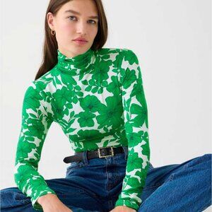 J.Crew Jersey Turtleneck - Botanical Print - Size XS - AS NEW